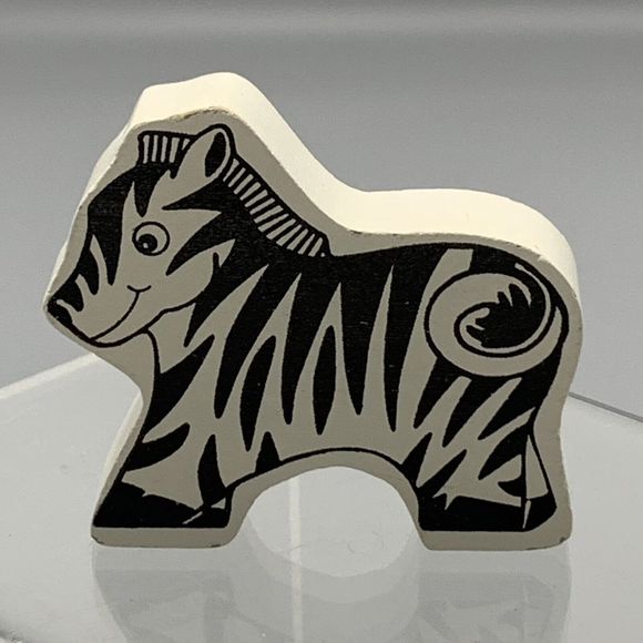 Vintage Wood Black and White Zebra Toy Replacement Part Wildlife Pretend Play - Picture 2 of 8